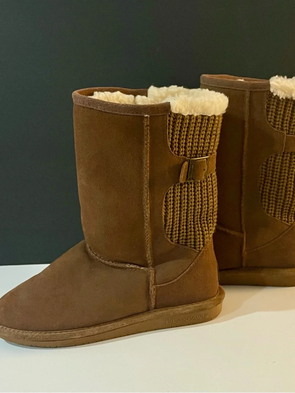 Women’s Brown Suede Shearling-Lined Winter Boots Bearpaw